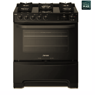 Cocina a Gas 5 Platos Fensa Experience Cubierta Vidrio y Grill Eléctrico F 6500 T Negra