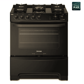Cocina a Gas 5 Platos Fensa Experience con VaporBake y Cubierta Vidrio F 6000 T Negra