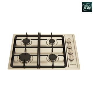 Encimera a Gas 4 Platos Fensa Encendido Eléctrico y Parrilla Hierro Fundido FCE 4HF T Inox